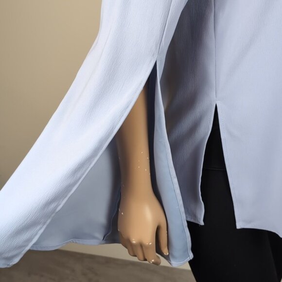 Topshop Periwinkle Slit Bell Sleeve Top VNeck Boxy Tunic Blouse Womens Size 8 - Picture 11 of 12